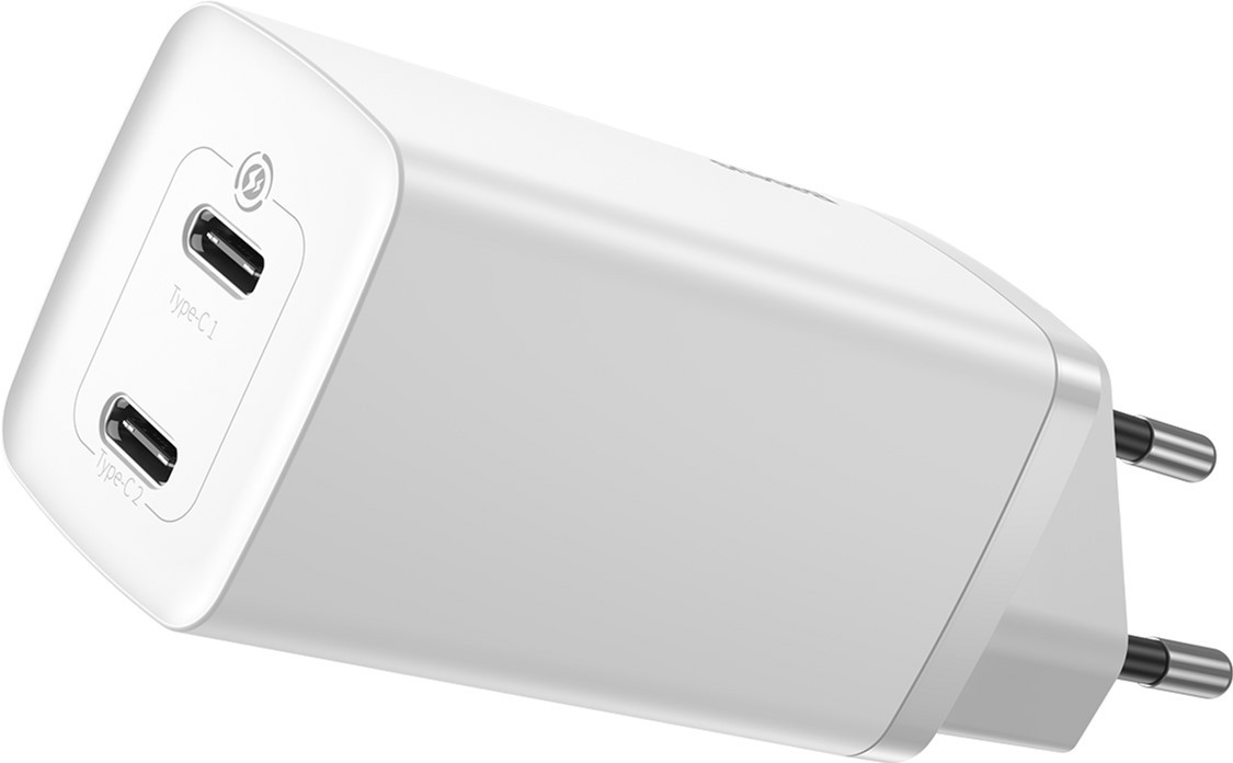 

Сетевое зарядное устройство для ноутбуков на 65 Вт BASEUS GaN2 Lite Quick Charger |2 Type-C, 3A|. White