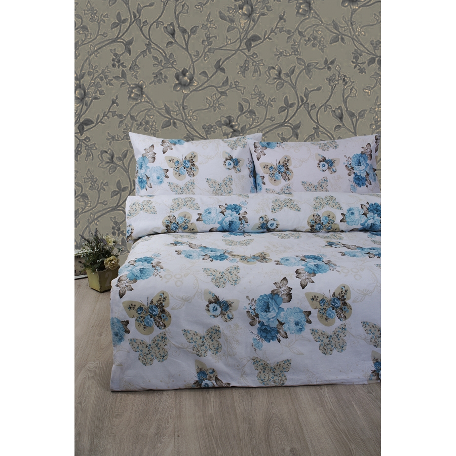 

Современный комплект постельного белья Diana Lotus Семейный Бирюзовый