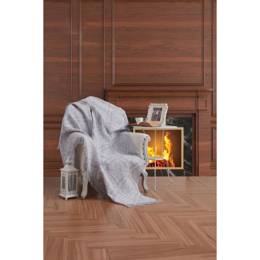 

Современный плед-накидка Damask Eponj Home 170х220 см Серый