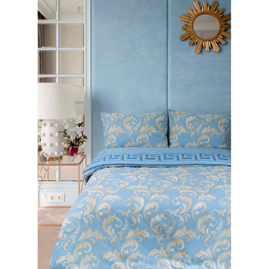 

Современный комплект постельного белья Sigma Lotus Полуторный Голубой