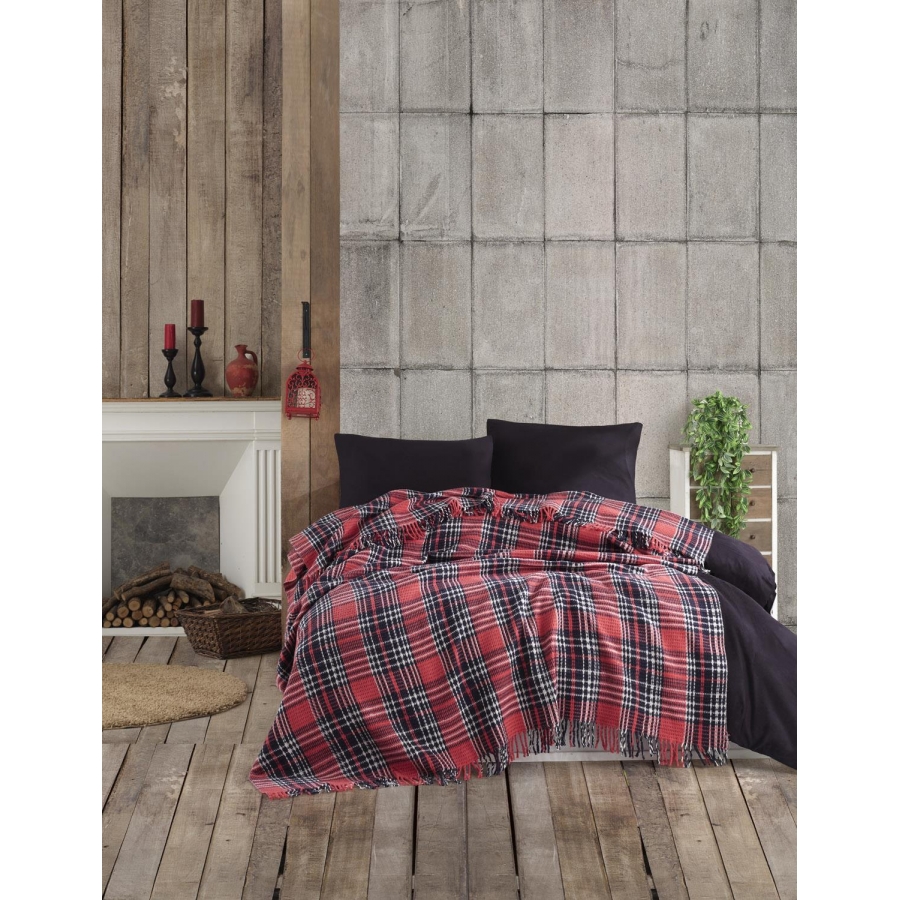 

Современный плед Ekose Eponj Home 150х220 см Фиолетовый-кирпичный