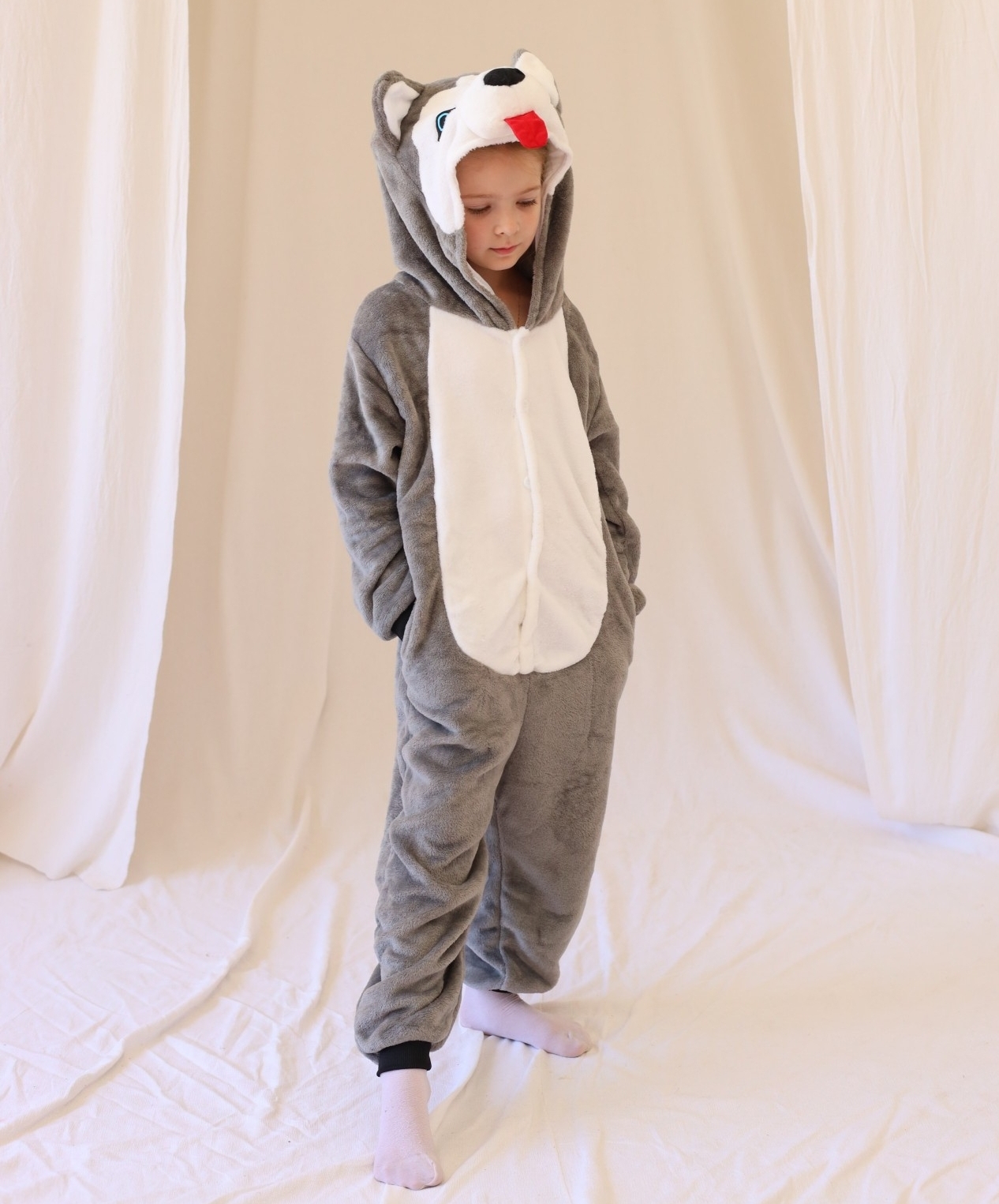 

Пижама Кигуруми Kigurumi Хаски Для Детей И Подростков Серый 100-110 см. (2028)