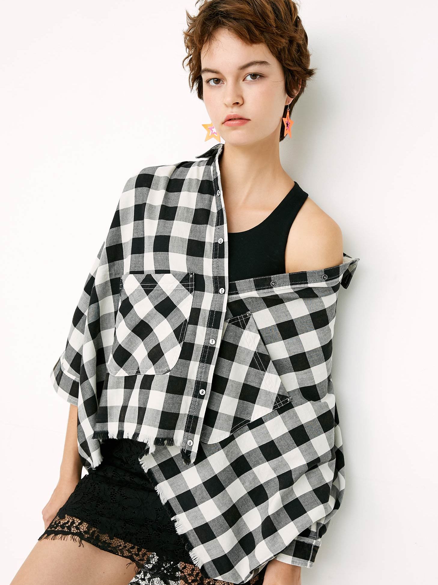 

Рубашка в клетку Only 117331507  Черный, Рубашка в клетку Only 117331507 S Черный