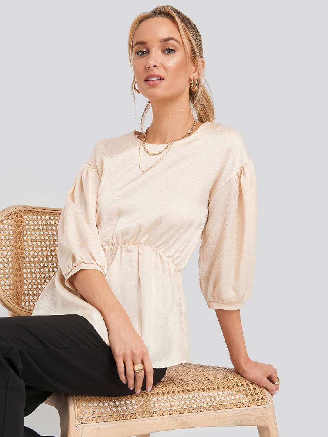 

Блуза NA-KD 1018004503 2XS Бежевый