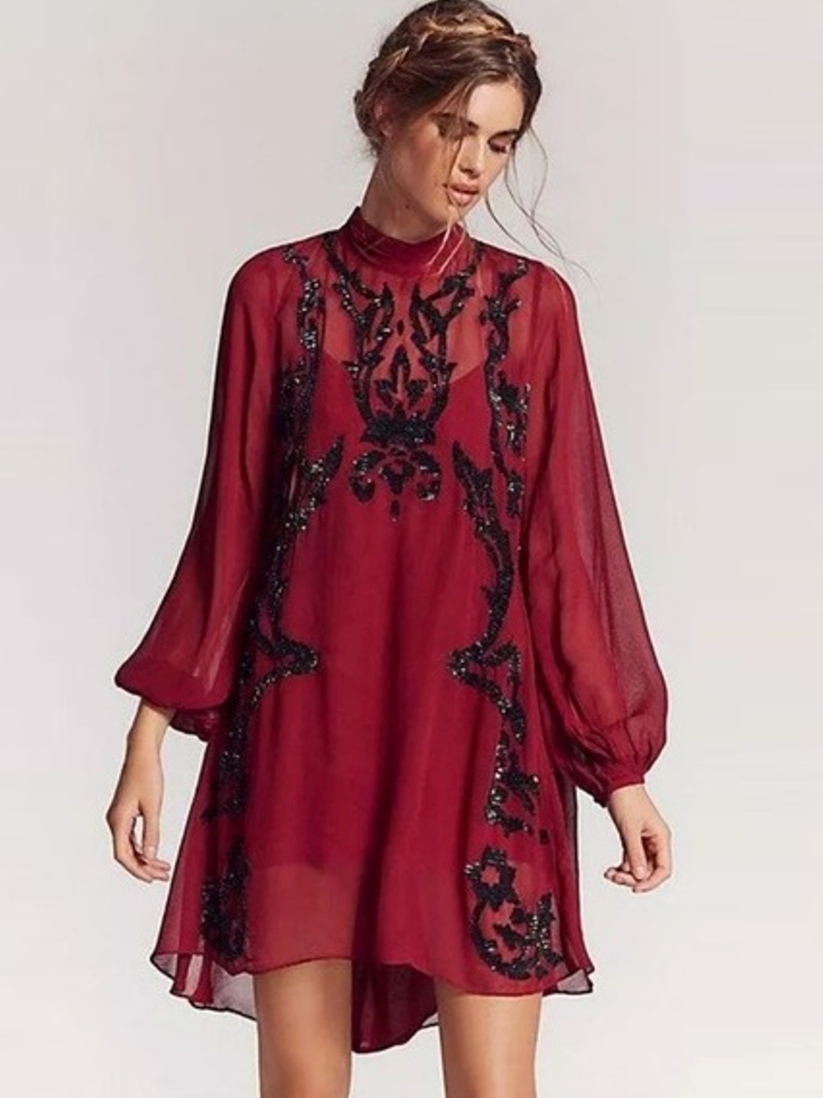 

Платье Free People OB646271  Бордовый, Платье Free People OB646271 XS Бордовый