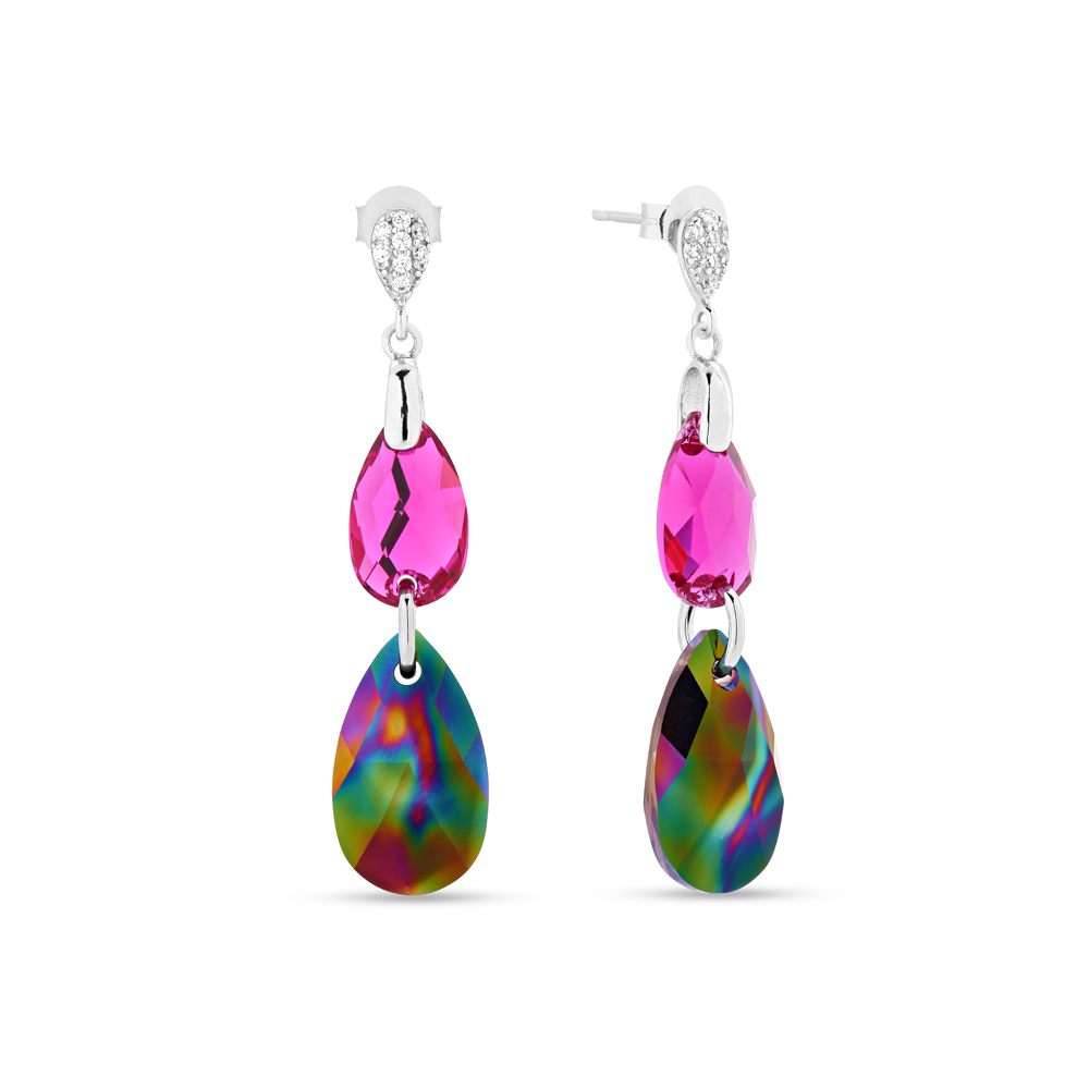 

Серебряные серьги SPARK Double Drop со Swarovski модели KC323061061FRD