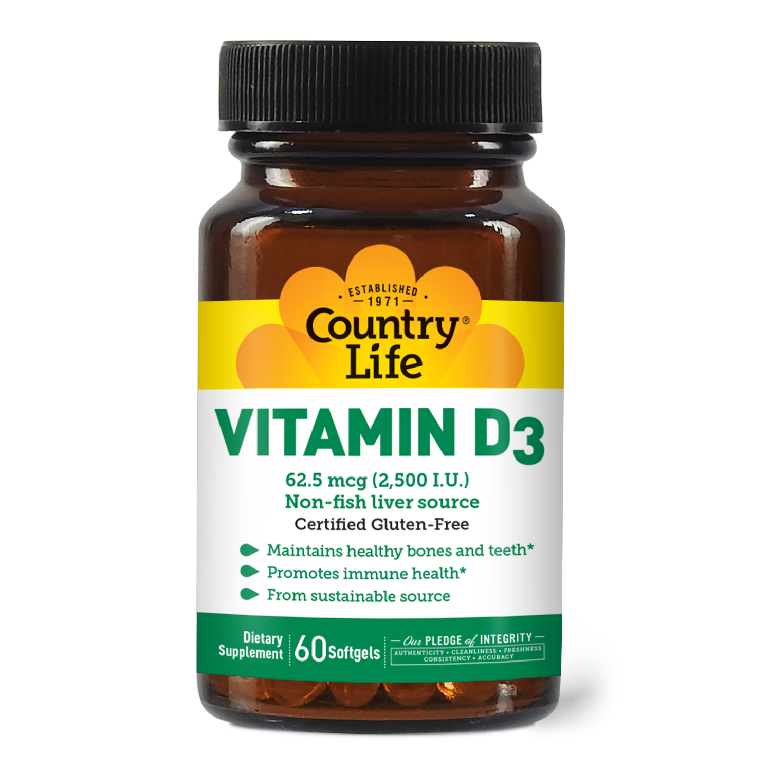 

Витамин Д3 Country Life Vitamin D3 2500 IU 60 капсул