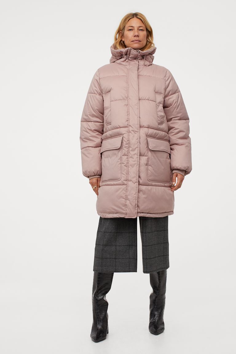 

Утепленная куртка с капюшоном H&M XS Бледно-розовый