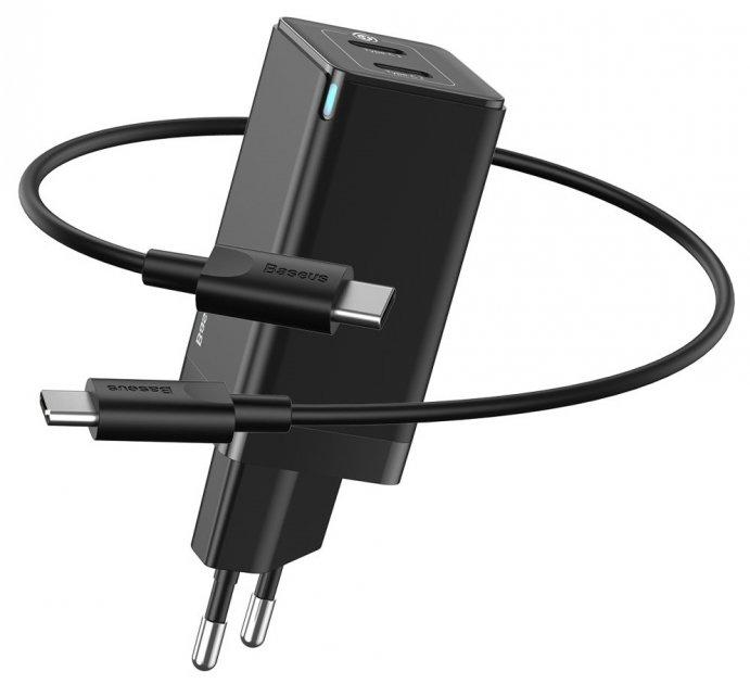 

СЗУ Baseus GaN2 Q.Charger C+C 45W With Mini Cable Type-C toType-C 60W Black