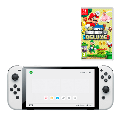

Набор Консоль Nintendo Switch OLED Model HEG-001 64GB White Новый + Игра New Super Mario Bros. U Deluxe