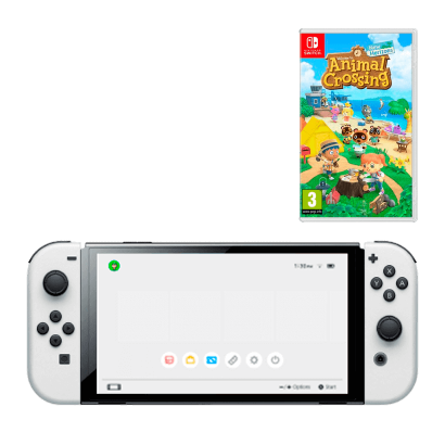 

Набор Консоль Nintendo Switch OLED Model HEG-001 64GB White Новый + Игра Animal Crossing: New Horizons