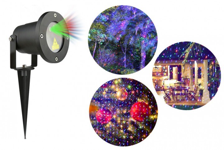 

Светодиодный уличный лазерный проектор RGB точечный с пультом от сети черный