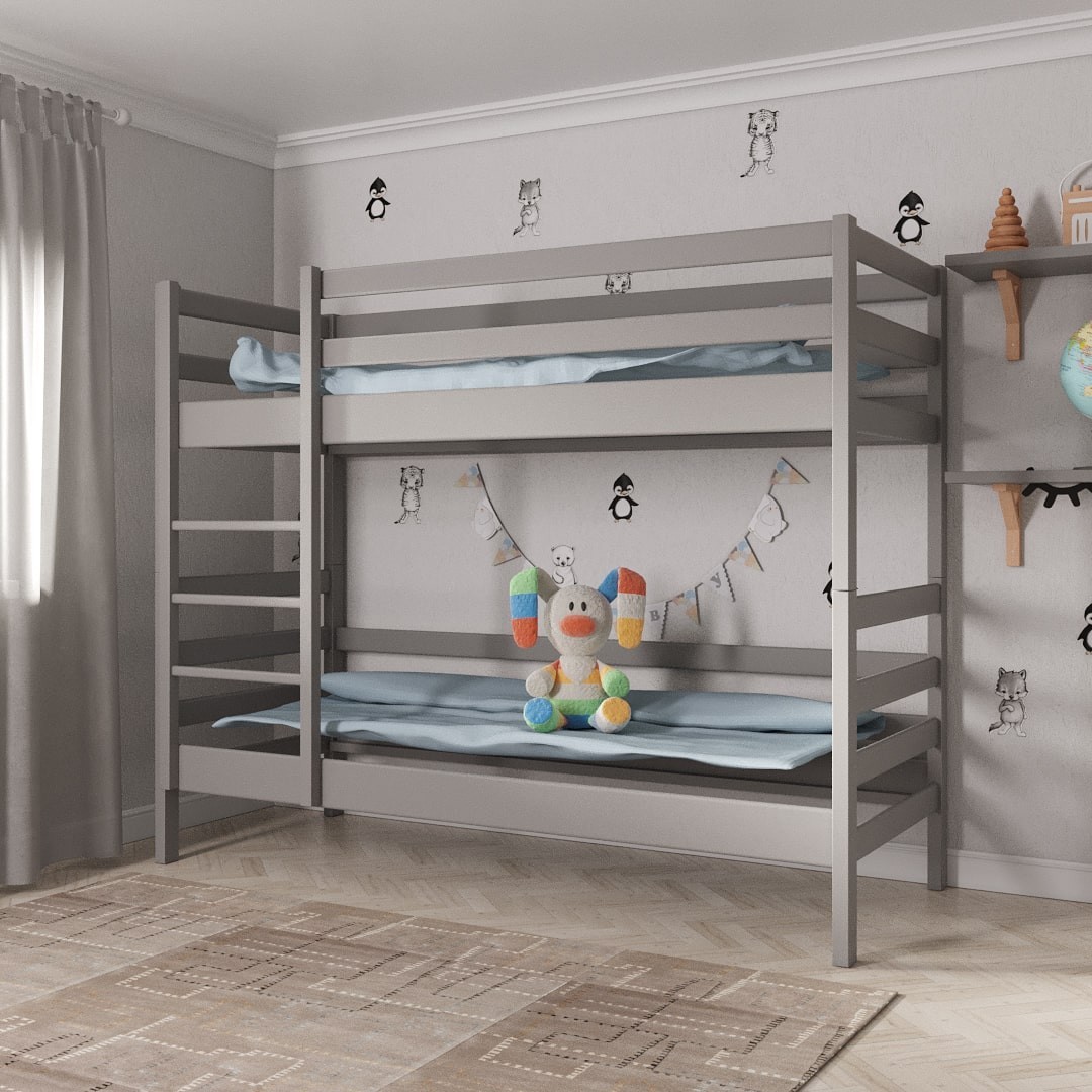 

Двухъярусная кровать MEBLIUS Засоня 80 см x 200 см Серая
