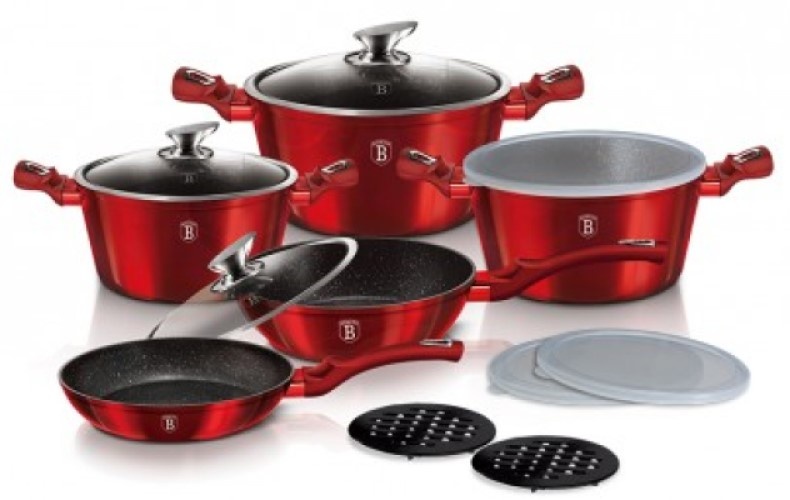 

Набор посуды 13 пр. Berlinger Haus Metallic Line BURGUNDY Edition BH-7030