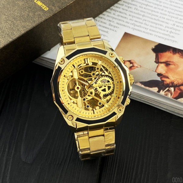 

Мужские часы наручные механические с автоподзаводом Forsining 8130 N All Gold Automatic