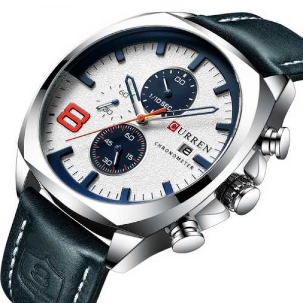 

Мужские наручные часы Curren 8324 New Silver-White