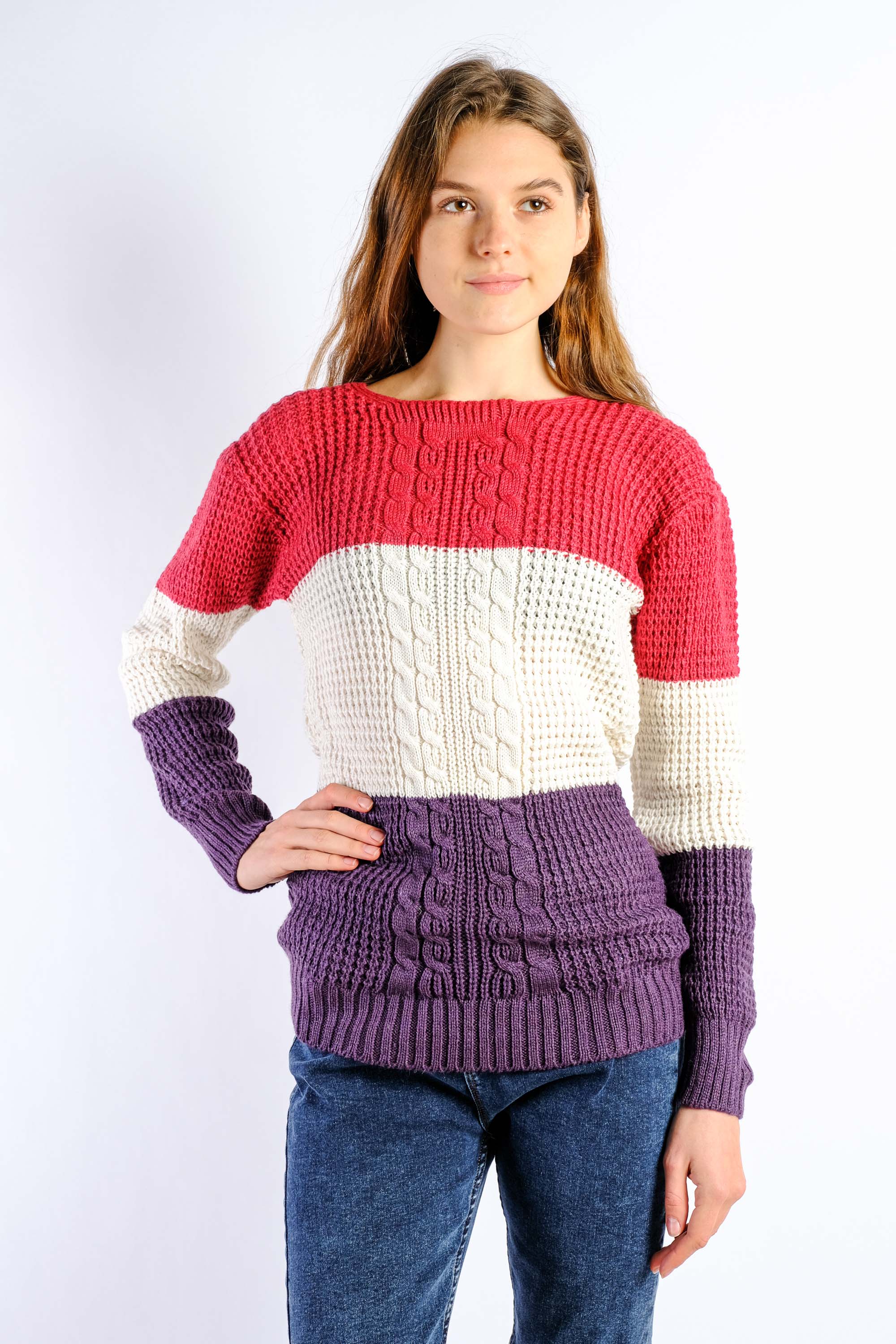 

Свитер женский Time of Style 85F514-9  Красный/фиолетовый, Свитер женский Time of Style 85F514-9 One size Красный/фиолетовый