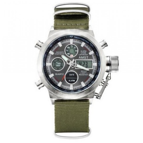 

Мужские часы AMST 3003 N Silver-Black Green Wristband