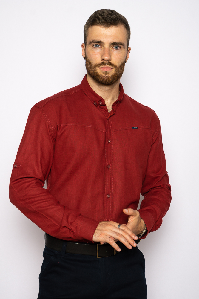 

Рубашка однотонная Time of Style 644f019  Бордо, Рубашка однотонная Time of Style 644f019 M Бордо