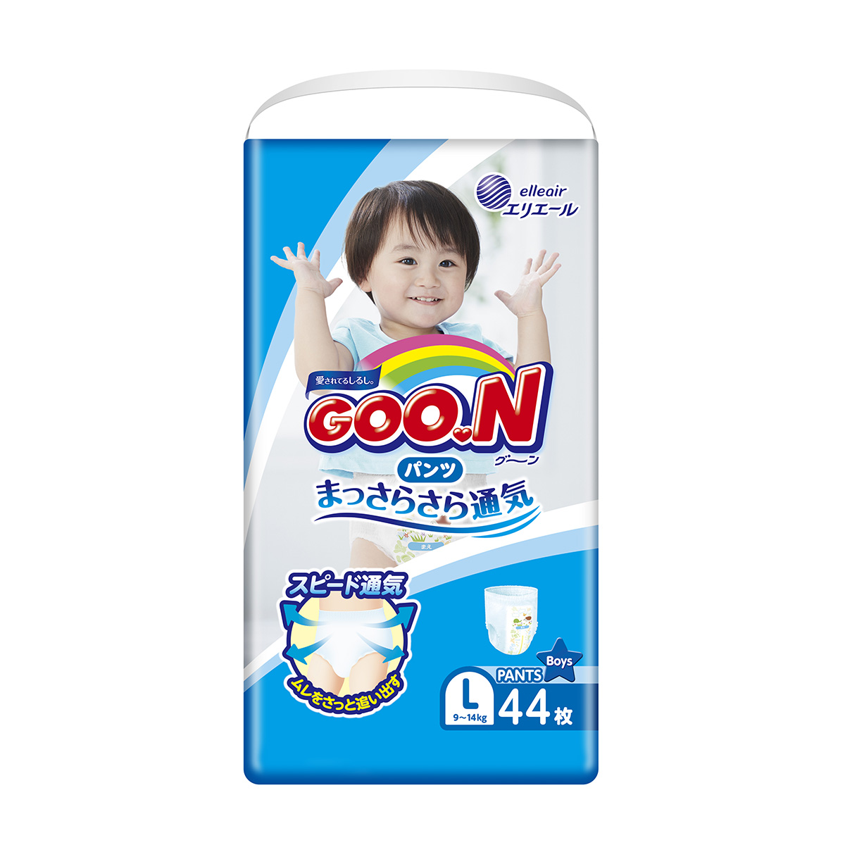 

Трусики-подгузники GOO.N для мальчиков 9-14 кг L 44 шт