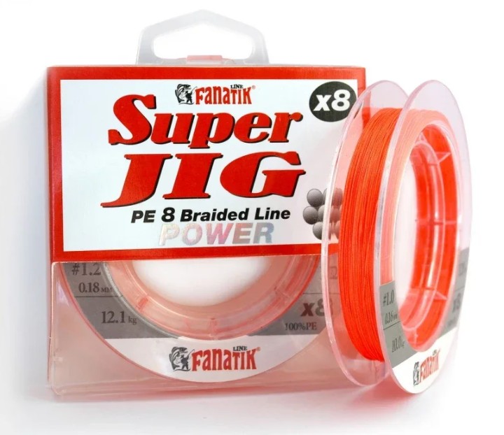 

Шнур рыболовный для рыбалки плетеный Fanatik Super Jig PE X8 120 m (#1.2) 0.18 mm 12.0 kg ORANGE