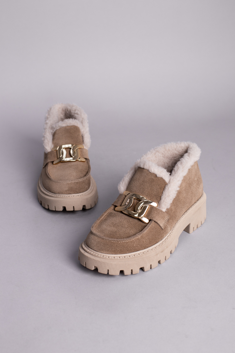 

Жіночі лофери замшеві зимові LuxuryShoes 5275-1з/36 (23,5 см) Капучино