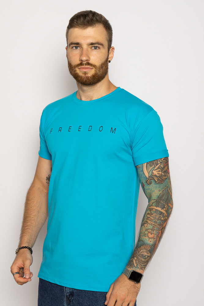 

Футболка с текстовым принтом Time of Style 85F397 XXL Бирюзовый