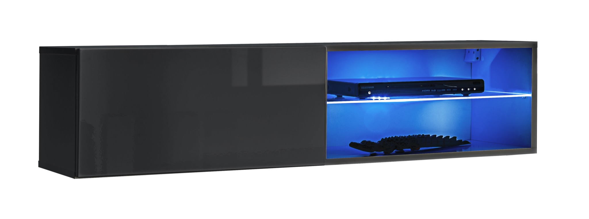 

TV тумба зі скляною полицею Switch 120 ASM 27 GG SW RTV 4 графіт 120x30x40