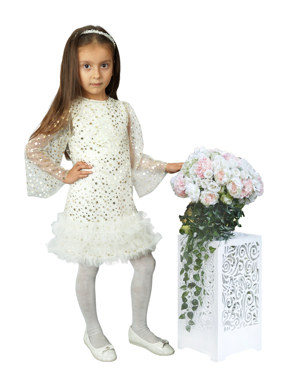 

Платье нарядное JULA KIDS 128 Белый-золото 191031Б