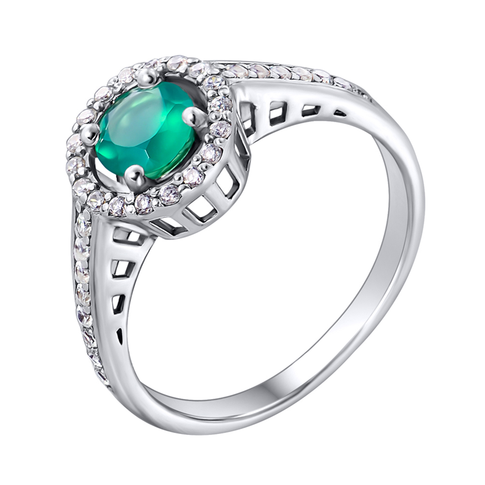 

Серебряное кольцо с агатом и фианитами 000122585 17 размера