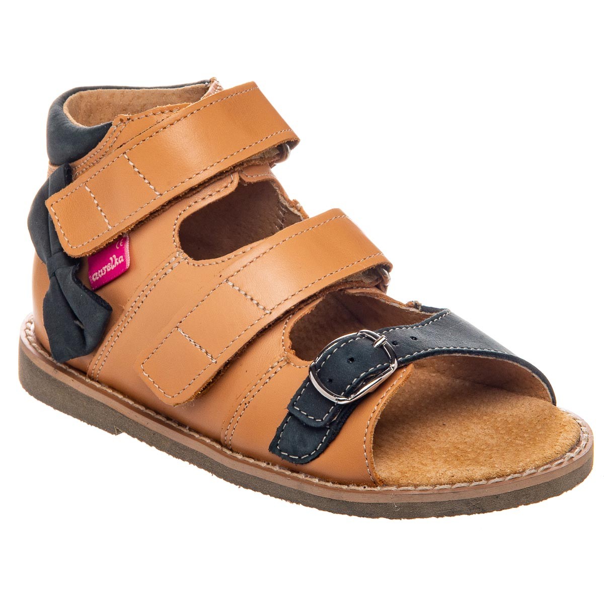 

Босоножки ортопедические Aurelka 1002 (арт.aur-1002_brown/grey), Светло коричневый с серым бантом (23)