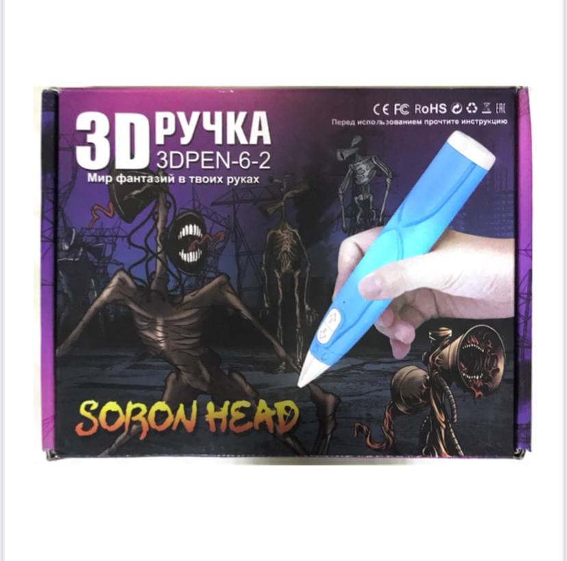 

3D Ручка Soron Head для рисования объемных моделей из пластика 3D Pen (Синяя)