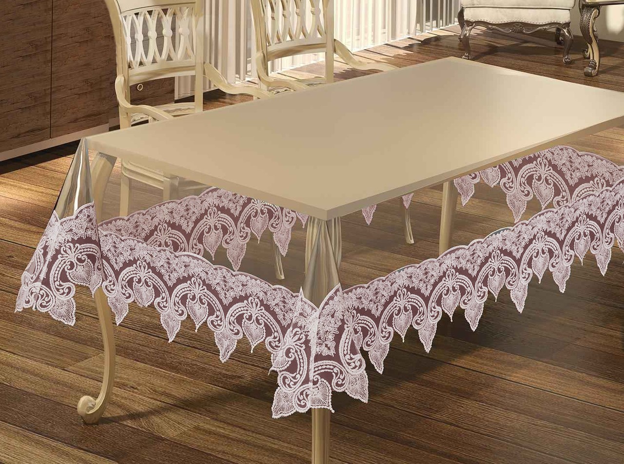 

Турецкая силиконовая скатерть с кружевом Maison Royale Капучино 160x220 см (S002)