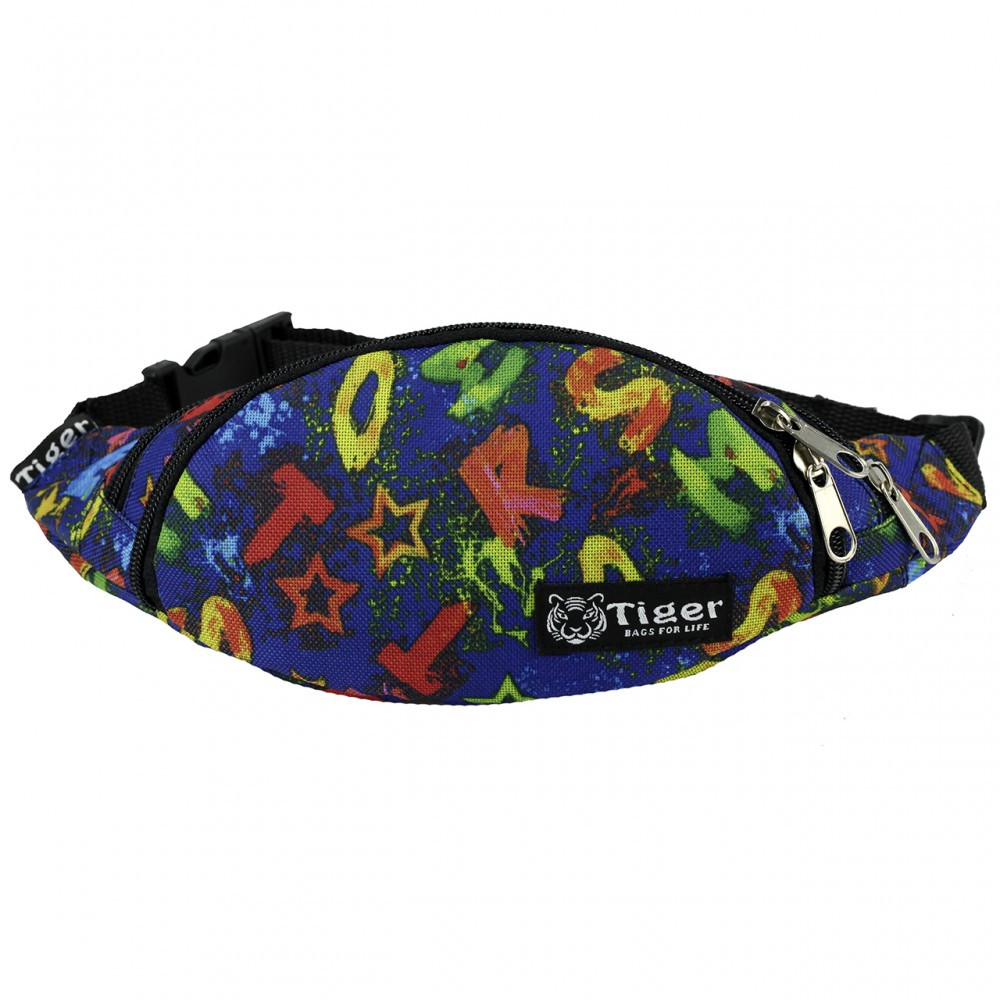 

Детская сумка на пояс TIGER RIO PRINT БУКВЫ Синяя