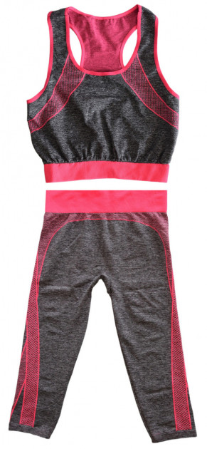 

Костюм для фитнеса одежда для спортзала Yoga Wear Suit Slimming фитнес костюм для спорта (1007389-Pink-1)