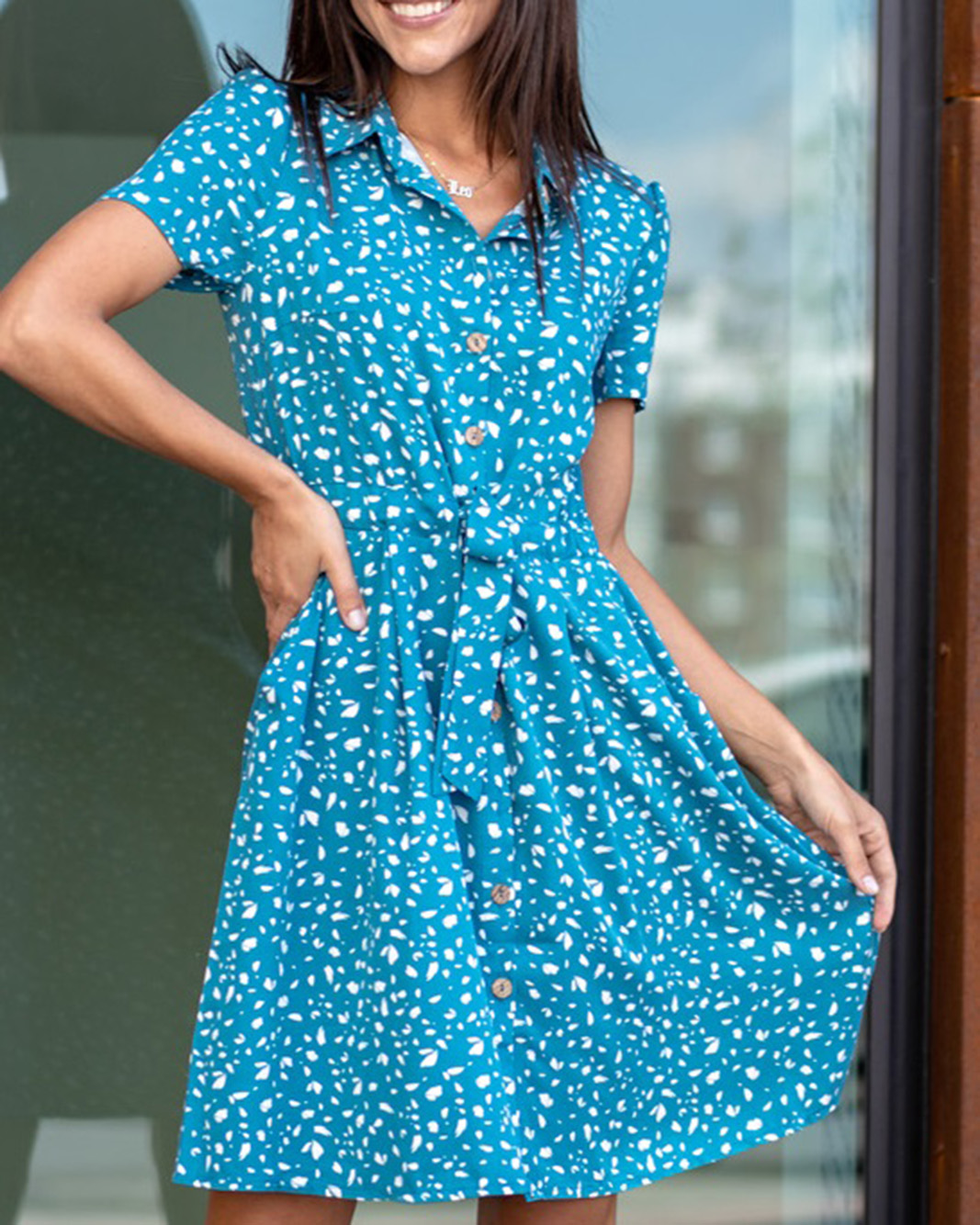 

Платье деми Wear me женское летнее на пуговицах с поясом  Голубой 1w/19/70F, Платье деми Wear me женское летнее на пуговицах с поясом 48 Голубой 1w/19/70F