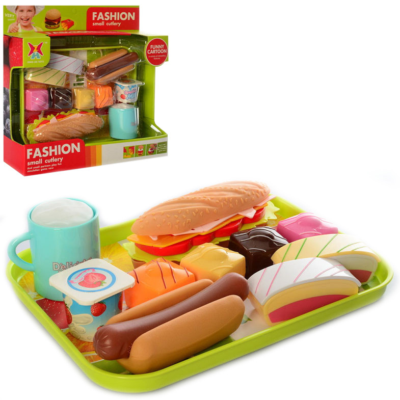 

Игровой набор Продукты 326H-43 поднос, фаст-фуд, сладости, посуда