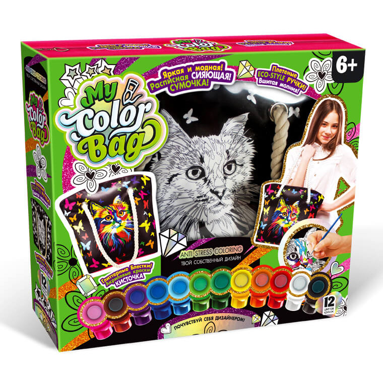 

Комплект креативного творчества "My Color Bag" Danko Toys COB-01 сумка-раскраска (Кот)