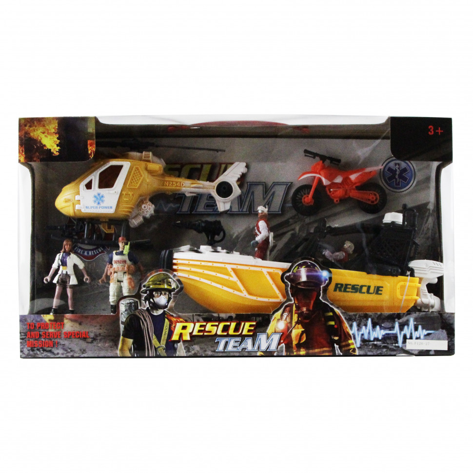 

Игровой набор спасателей F120-24 вертолет, мотоцикл, фигурки (Катер)