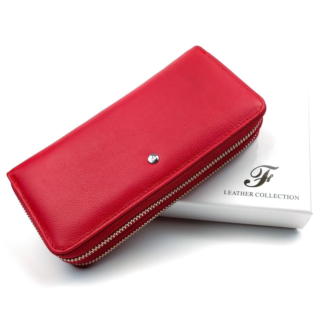 

Кожаный женский кошелек-клатч на две молнии Salfeite F-39-RED красный