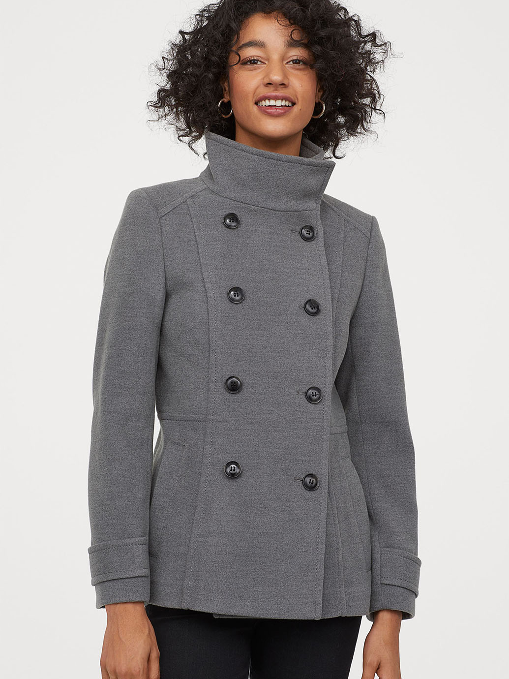 

Пальто H&M 123901624 42 Светло-серое
