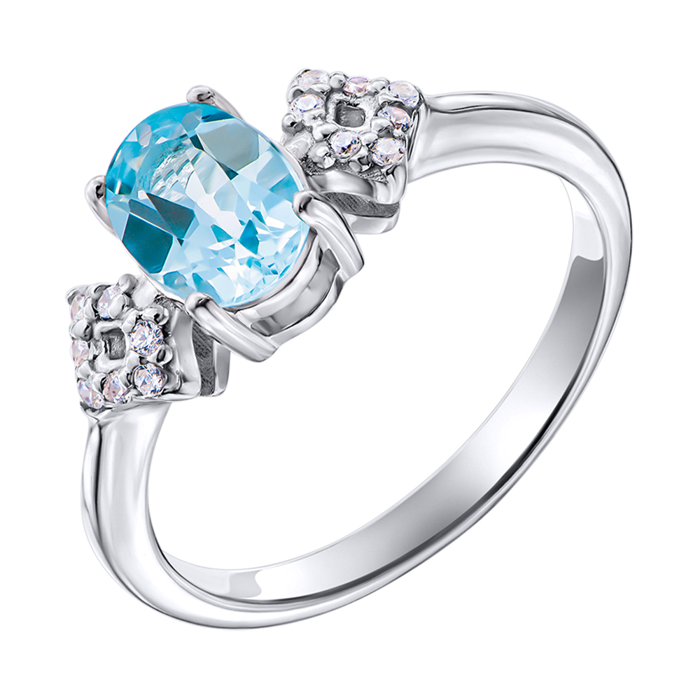 

Серебряное кольцо с топазом и фианитами 000137400 17.5 размера