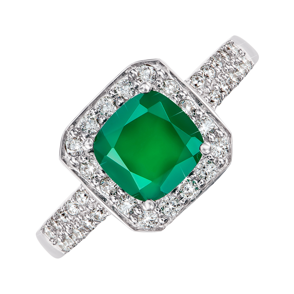 

Серебряное кольцо с агатом и фианитами 000146820 15.5 размера