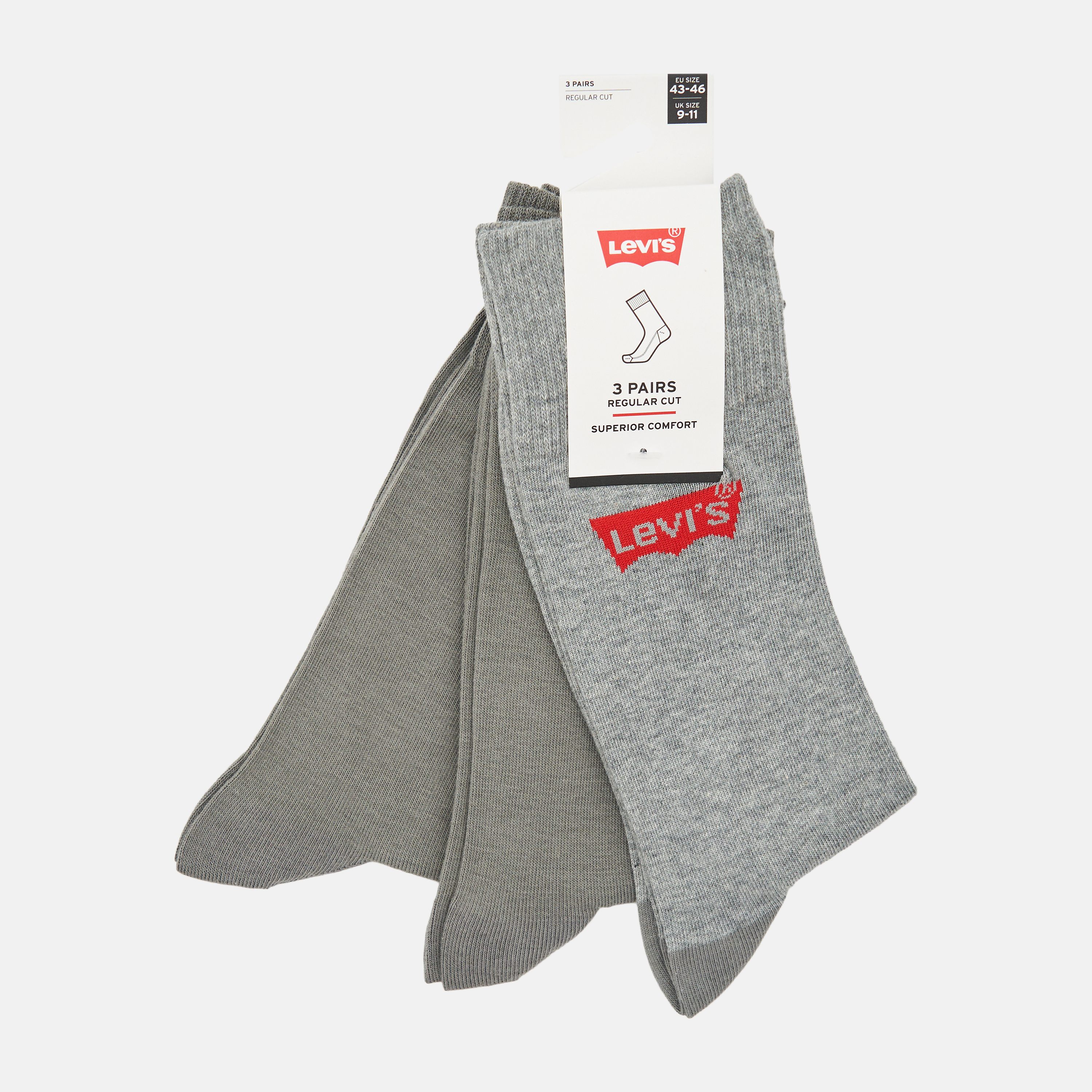

Набор носков Levi's 903052001-758 43-46 3 пары Middle Grey Melange