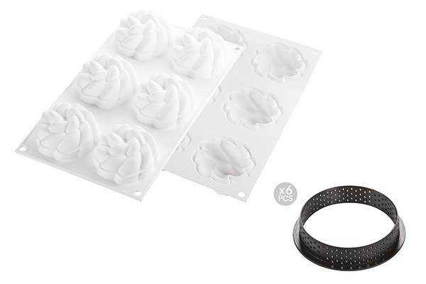 

Набор форм для тартов 67-99 мм, h 35 мм + 6 колец (d 80 мм, h 20 мм) Silikomart (KIT TARTE RING FLEUR D80 MM)