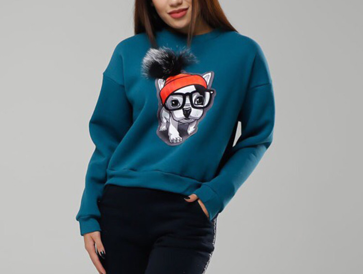 

Fashions • Женский свитшот Doggie with glasses Fashions 50-52 джинс (8837тк)