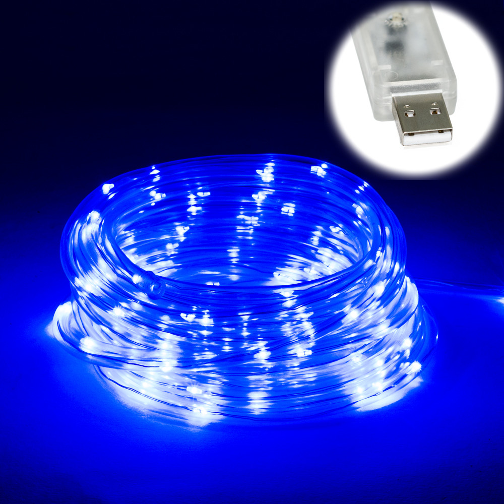 

Светодиодная uирлянда Саме То 100 LED 9 м синяя дюралайт USB для улицы