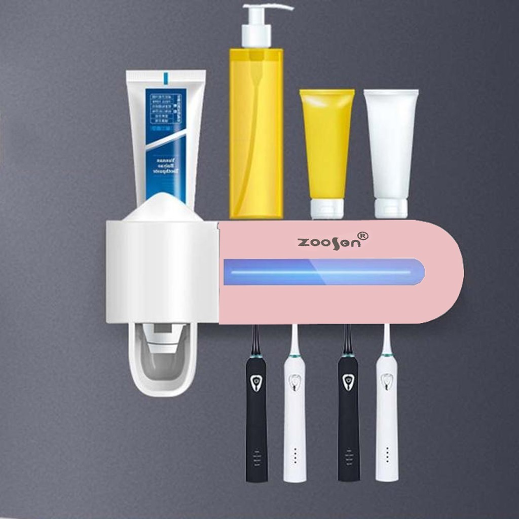 

Диспенсер для зубной пасты с стерилизатором для зубных щеток toothbrush sterilizer zsw-y01 Персиковый