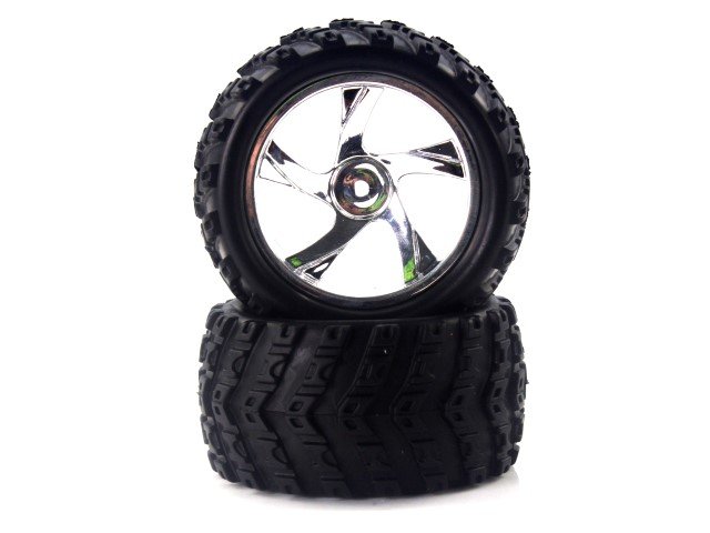 

28663V 1:18 Tire And Chrome Rim For Monster Truck (23626v+28662) 2p