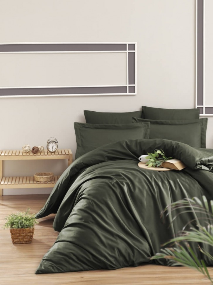 

Однотонный темно-зеленый комплект сатин люкс First Choice S-436 Snazzy haki евро m016776